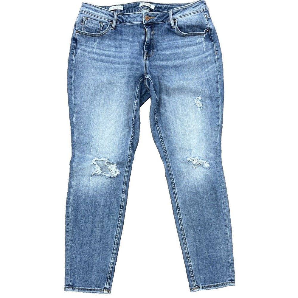 Vigoss Skinny Jeans Womens Jagger Size 14 Distressed Stretch 27 in Crop